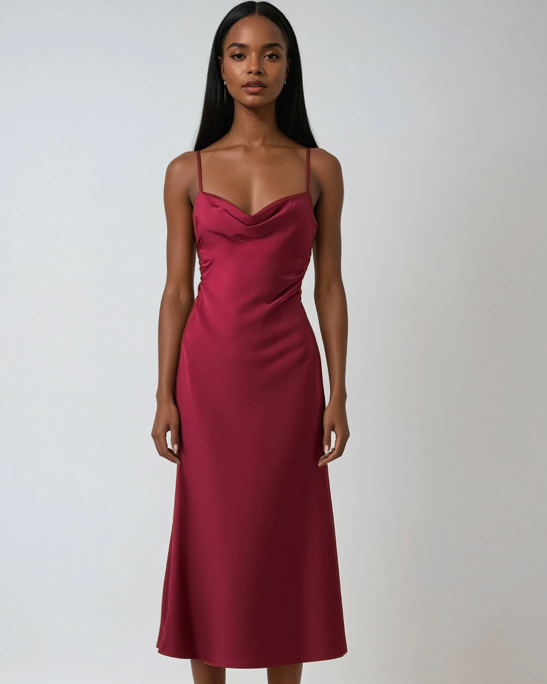 Amara Satin Midi Dress | Wedding Guest & Evening Occasionwear – OBSO