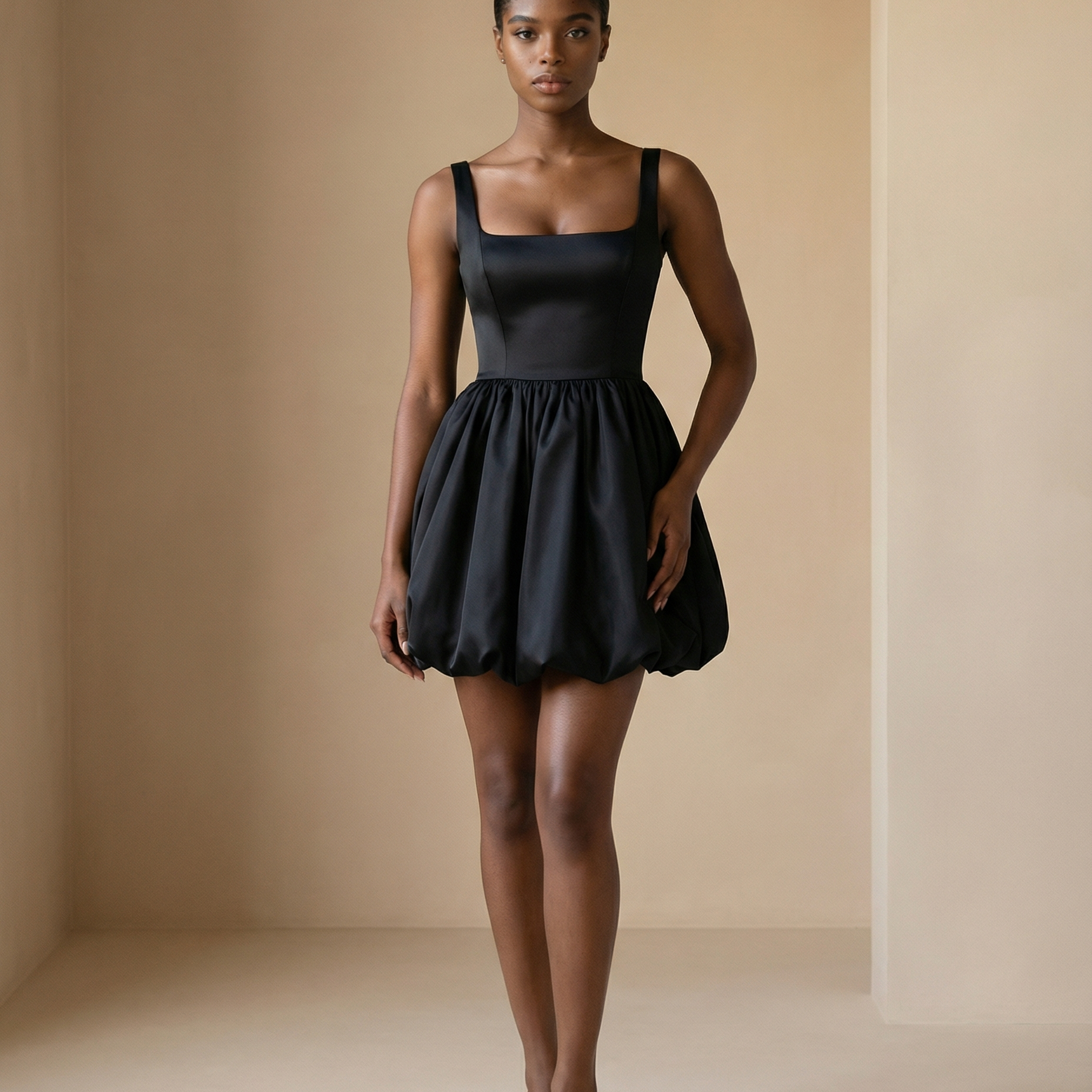 Freya Luxe Black Mini Dress | Structured Cocktail & Eveningwear – OBSO