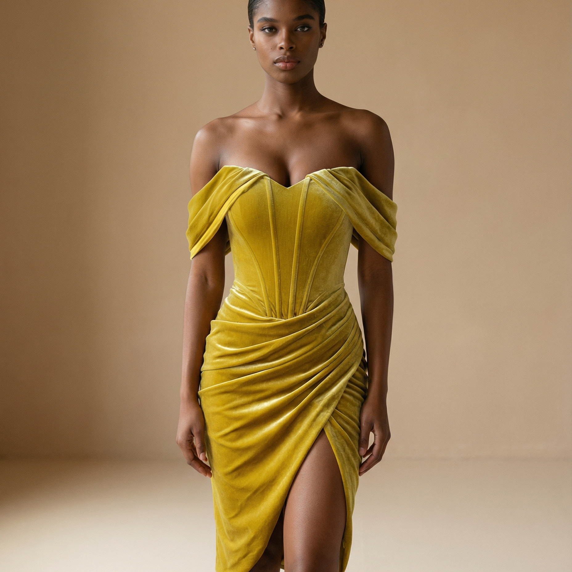 Gold Velvet Corset Dress | Signature Sculpted Eveningwear & Occasionwear – OBSO