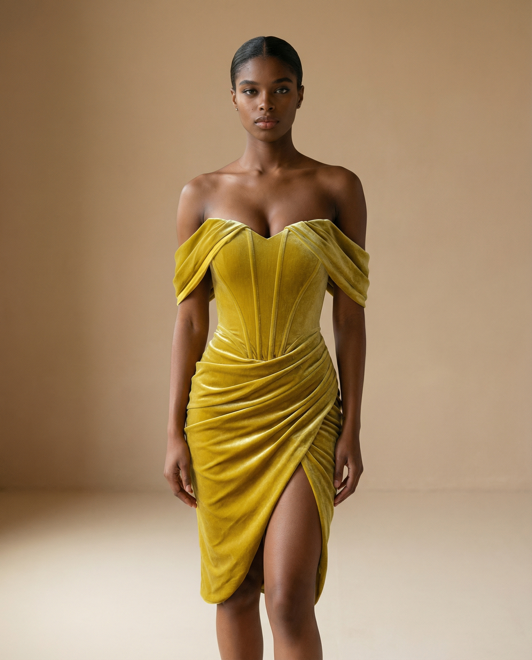 Gold Velvet Corset Dress | Signature Sculpted Eveningwear & Occasionwear – OBSO