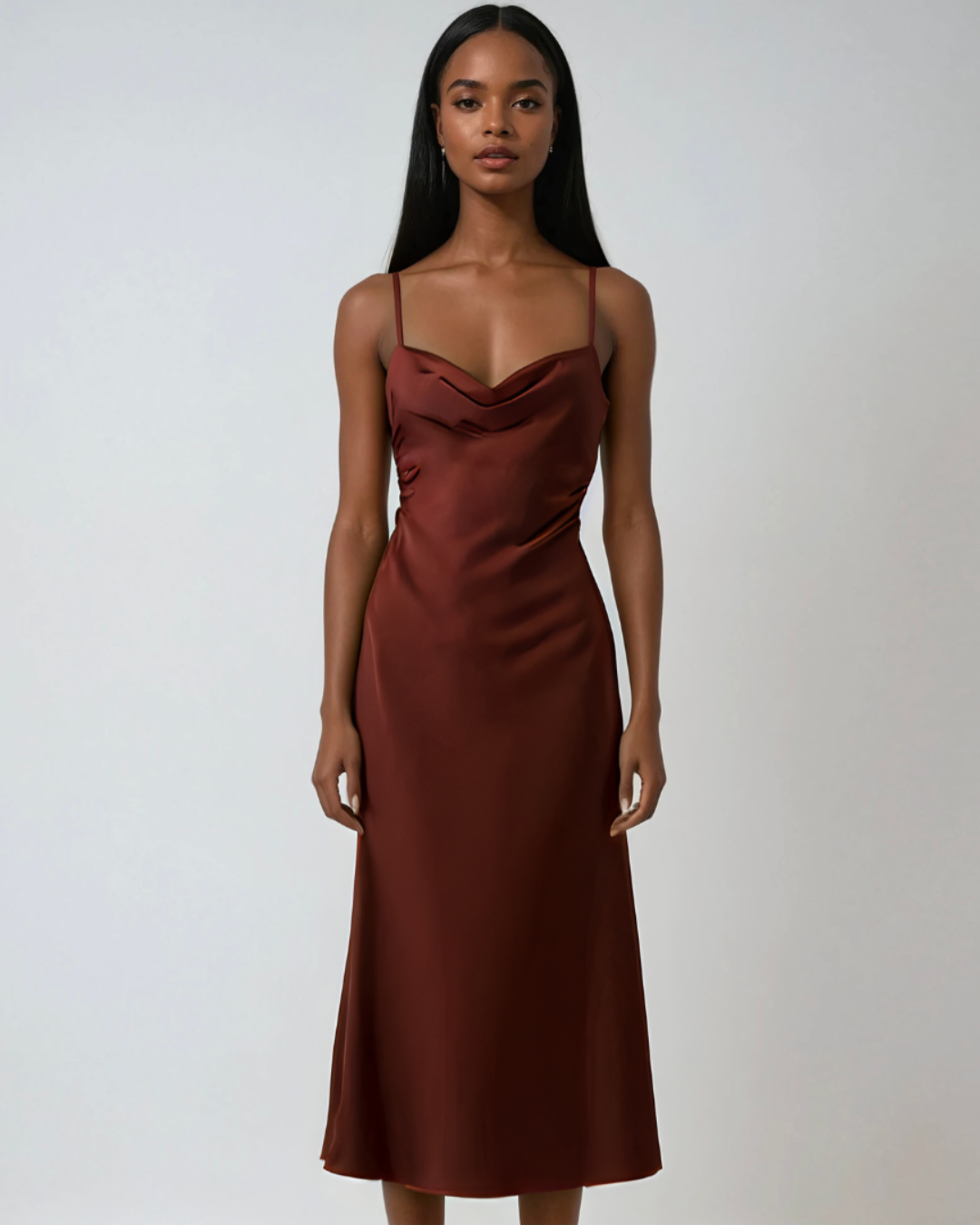 Isabella Satin Midi Dress | Wedding Guest & Evening Occasionwear – OBSO
