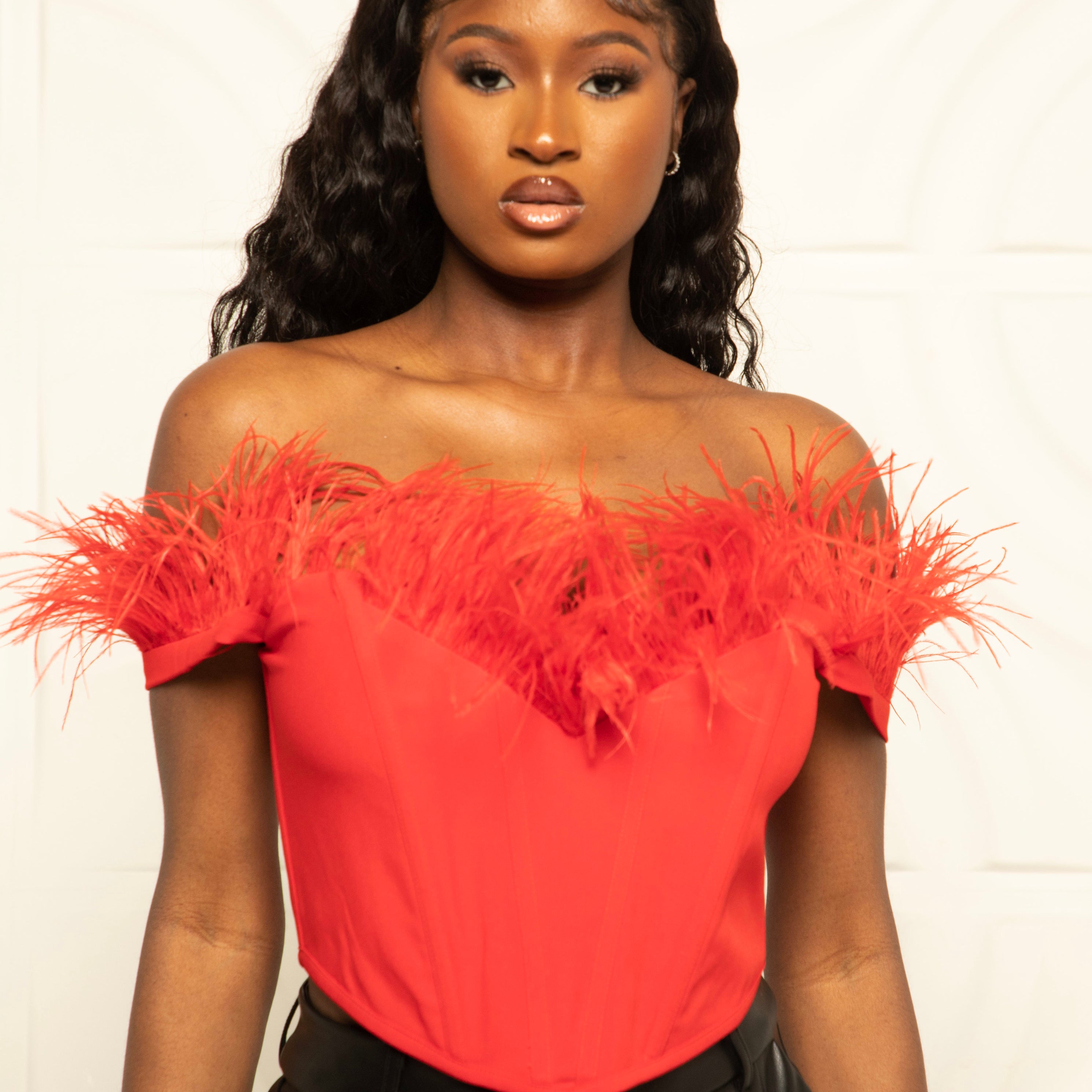 Red Feather Corset Top | Statement Partywear & Separates – OBSO