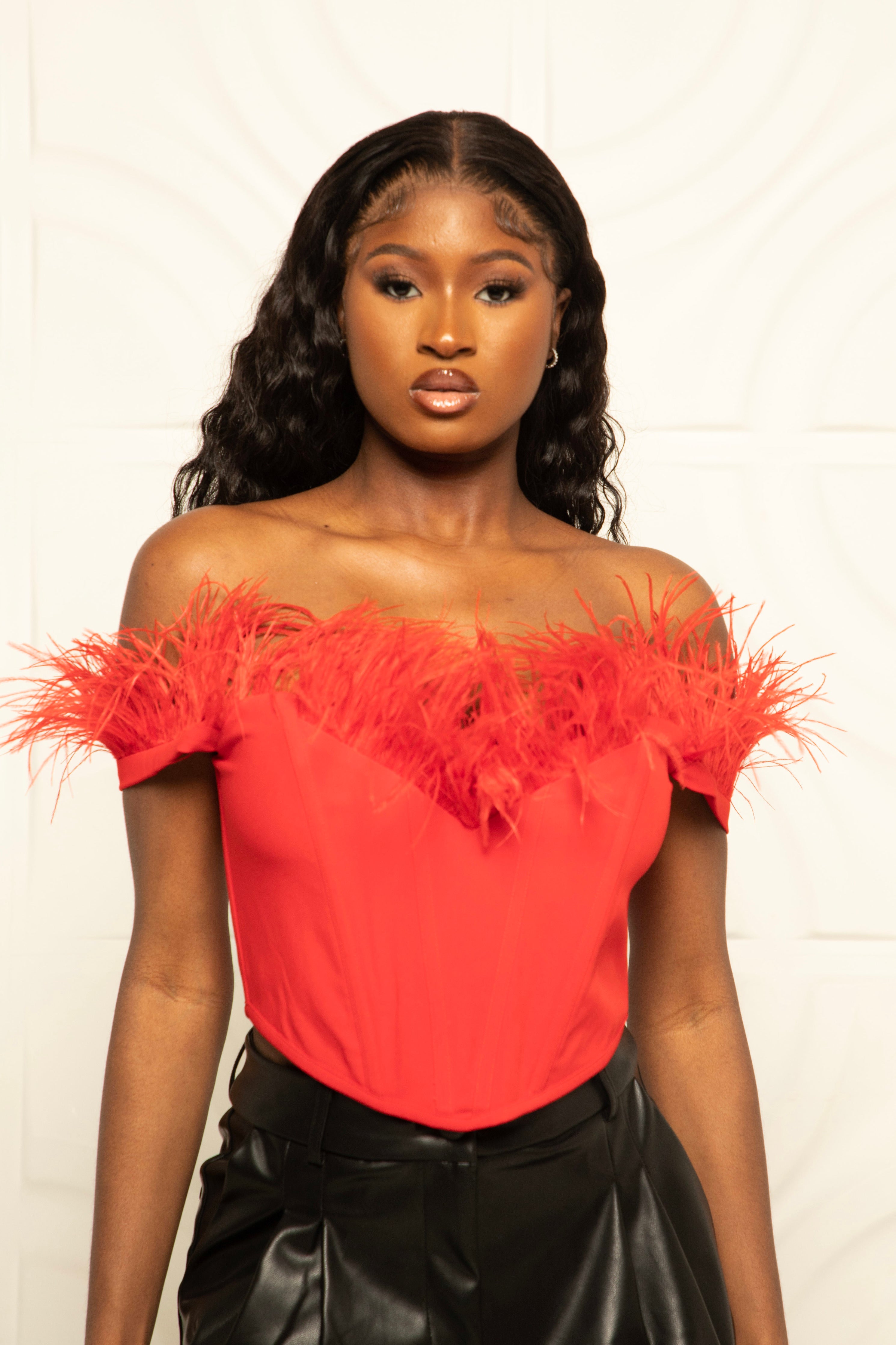 Red Feather Corset Top | Statement Partywear & Separates – OBSO