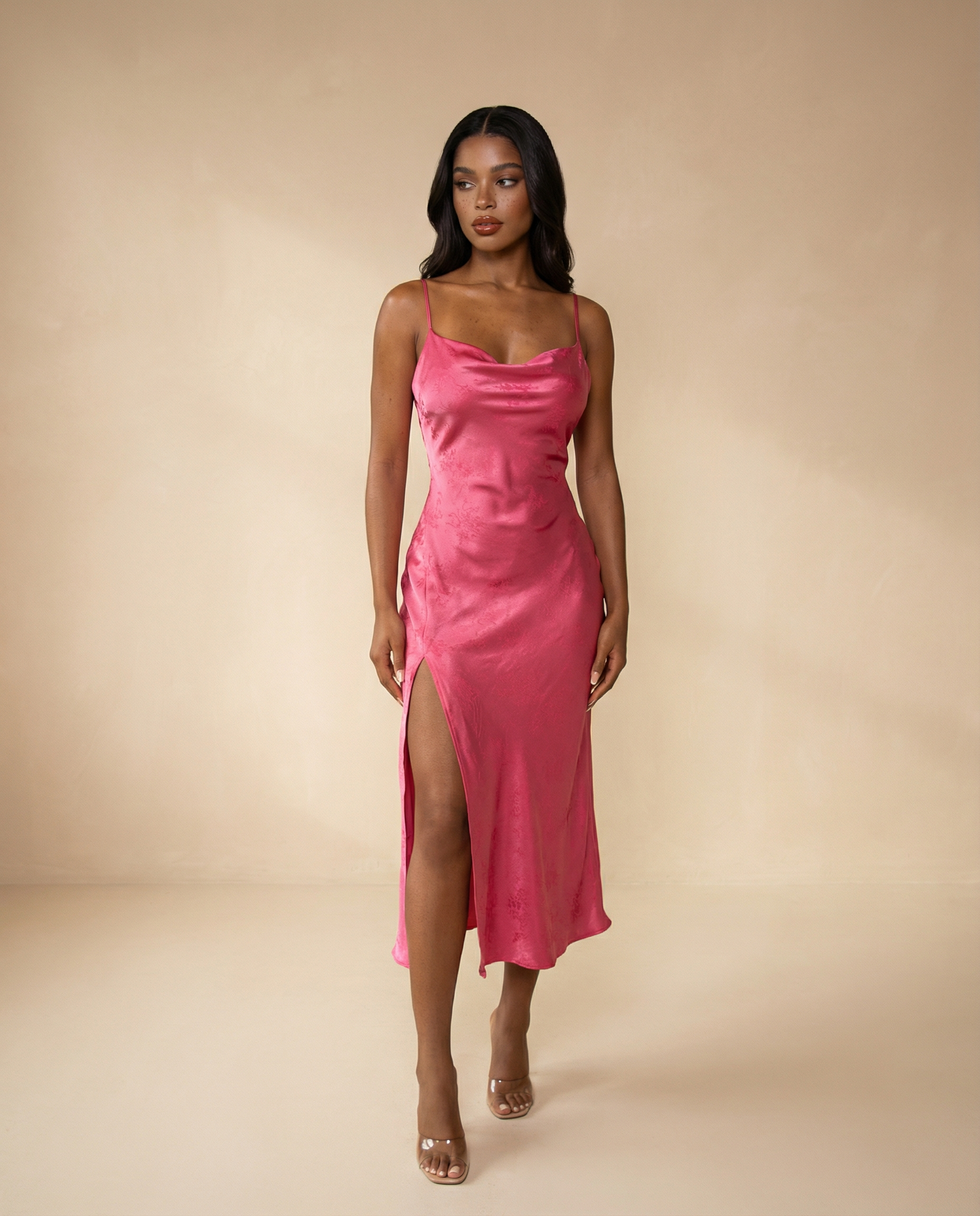 Rosie Satin Jacquard Midi Dress | Wedding Guest & Cocktailwear – OBSO