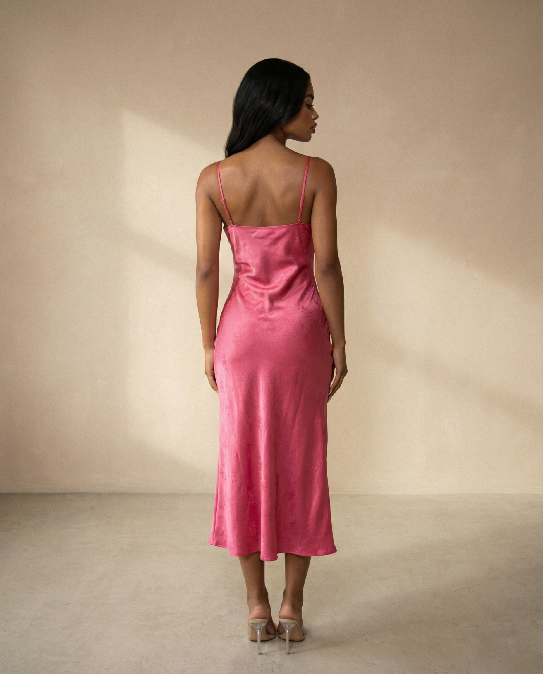 Rosie Satin Jacquard Midi Dress | Wedding Guest & Day to Evening